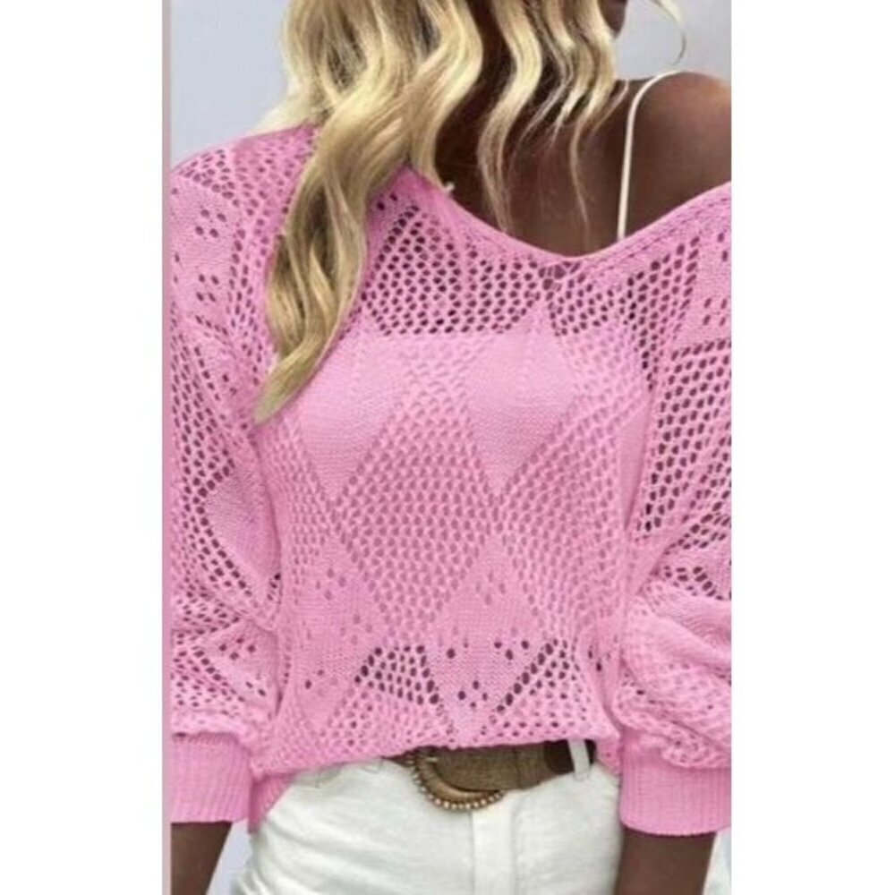 Chic Simple Daily Wear Hollow Out Sweater Pullover